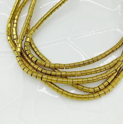 Гематит золотистый, колонна, 2х2 мм, нить 40 см, НП.А1.19