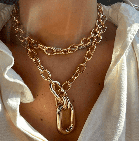 Колье из двух цепей, золотистая, 36 см и 48 см
