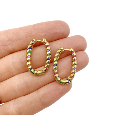 Серьги Бублики Конго овальные, золотистые 25.5x17.8 мм