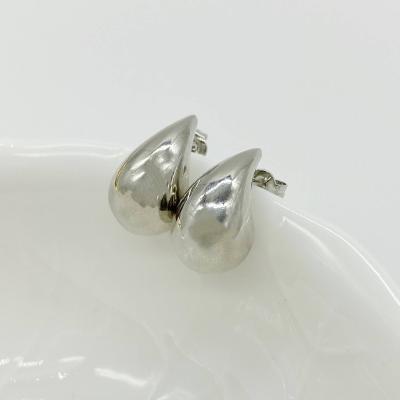 Серьги пусеты Капли, серебристые, с заглушками, 22x18 мм, 16.78
