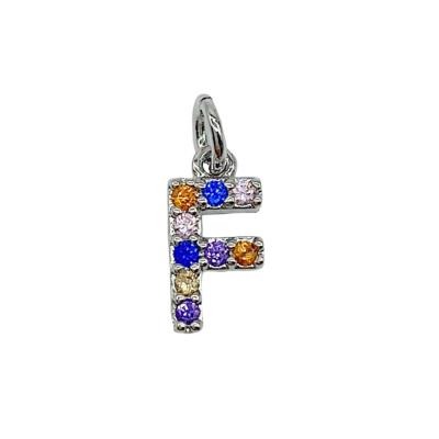Подвеска Буква "F", серебристая, 9х5 мм, 12.41