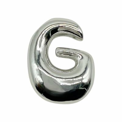 Бусина Подвеска Буква G объёмная, серебристая 20 мм