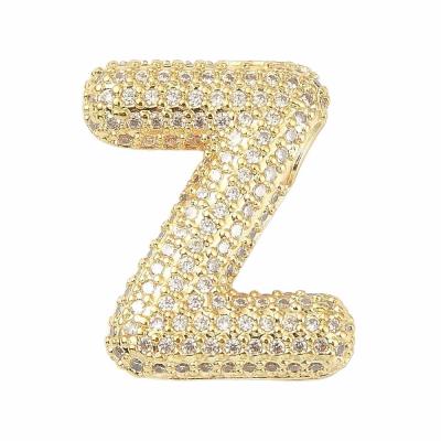 Подвеска Буква Z инкрустированная, золотистая, 23 мм
