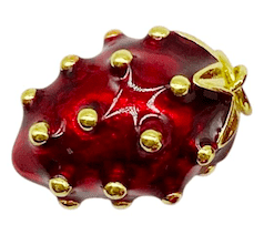 Подвеска Клубника из латуни, красный, 16х11 мм 34.69