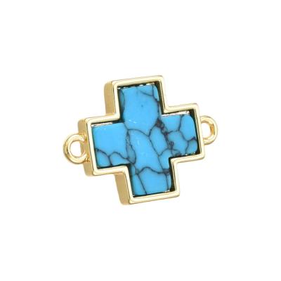 Коннектор Крест, говлит, голубой, 13х18 мм