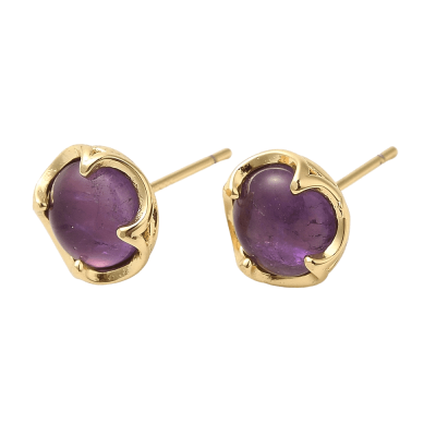 Серьги пусеты Аметист с заглушками 10 мм, 16.33