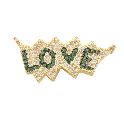 Коннектор подвеска Love зеленая, 12х25 мм, 23.16