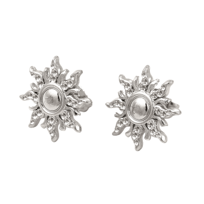 Серьги пусеты Солнце, сталь, с заглушками, 17 мм, 15.14
