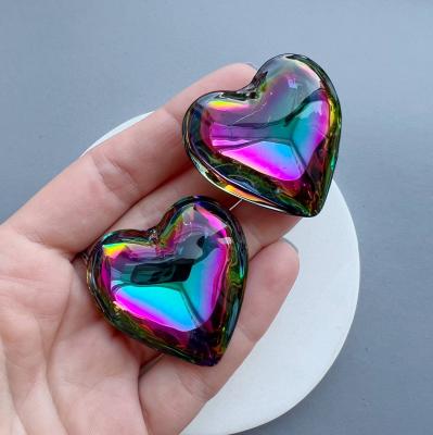 Подвеска Сердце стеклянное Радужное, 42х43 мм, уценка, СС.03