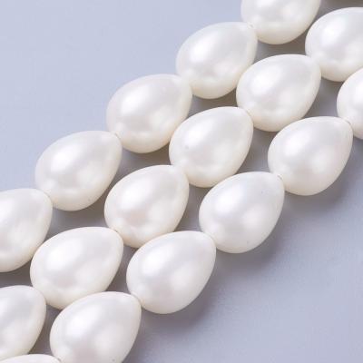 Бусина Жемчуг Shell Pearl, капля, белый, 17х13 мм