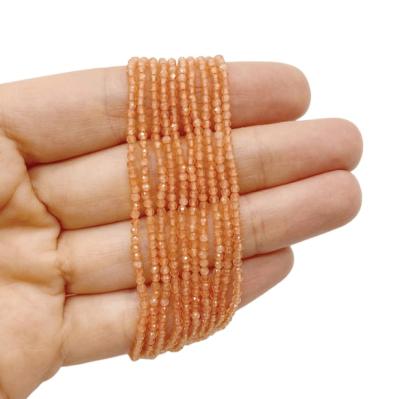 Стеклянные бусины, граненный шар, коралл, 2 мм, нить 36 см, НП.Е2.12