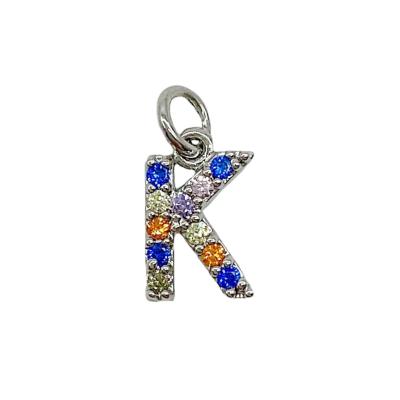 Подвеска Буква "K", серебристая, 9х6 мм
