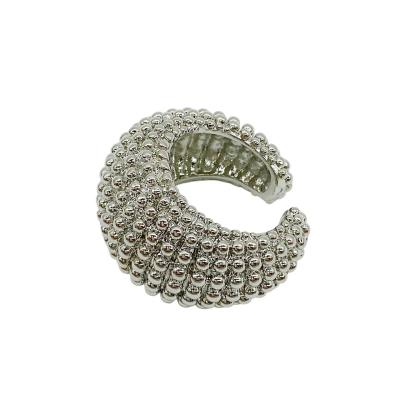 Кольцо фактурное шарики, серебристое, СТ.32