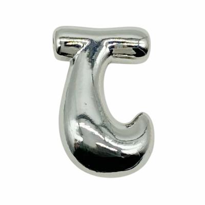 Бусина Подвеска Буква J объёмная, серебристая 20 мм