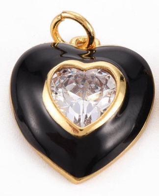 Подвеска Сердце черное эмаль, 17х15 мм, 1.67