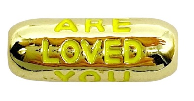 Бусина золотистая, You are loved, желтая эмаль, 17х6 мм, 20.26