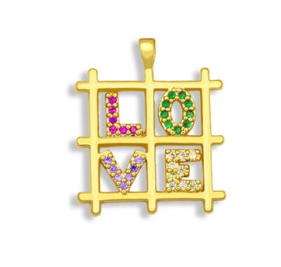 Подвеска Надпись "Love", золотистая, 15х15 мм, 12.31