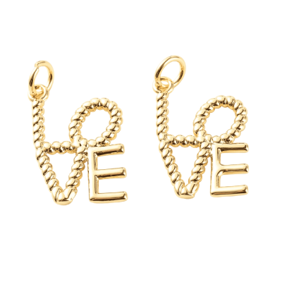 Подвеска Надпись "Love", золотистая, 20х12 мм, 12.32
