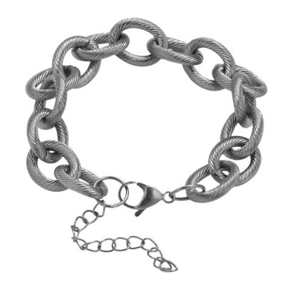 Браслет цепь крупная с засечками, сталь, 17 см, ГБ.14