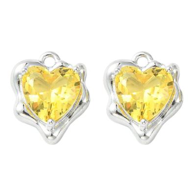Подвеска Сердце, желтое, серебристое, 16.5x6.5 мм, М.0