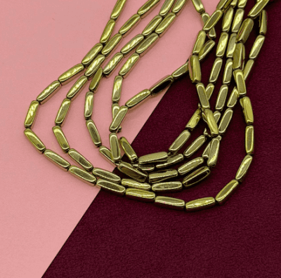 Гематит, палочка 3х9 мм, нить 40 см, НП.А1.14