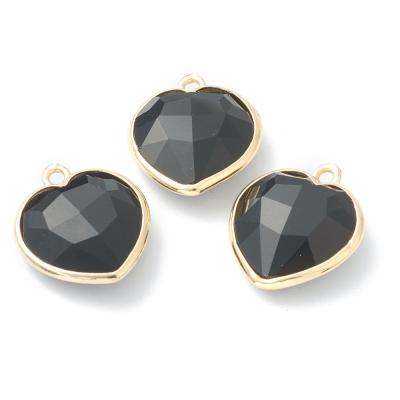 Подвеска Сердце Черный агат, 18х16 мм, 9.28