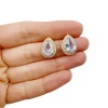 Серьги Капли с фианитами, 18х13 мм