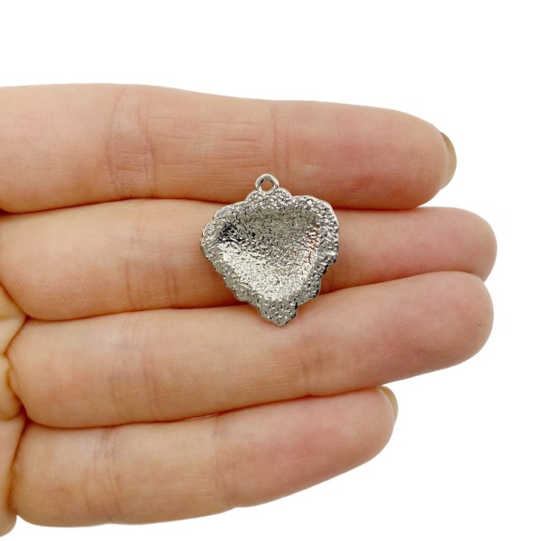 Подвеска Сердце, розовое, серебристое, 22х20 мм, 27.410