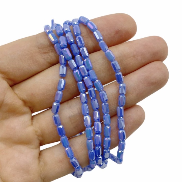Бусины стекло, синий АВ, колонна 3х5 мм, нить 40 см, НП.Е2.37