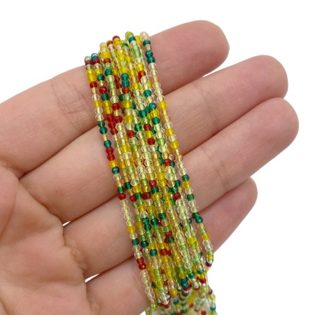 Стеклянные бусины, граненный шар, Микс, 2 мм, нить 36 см, НП.Е2.13