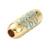 Бусина золотистая, You are loved, эмаль, 17х6 мм, 20.25
