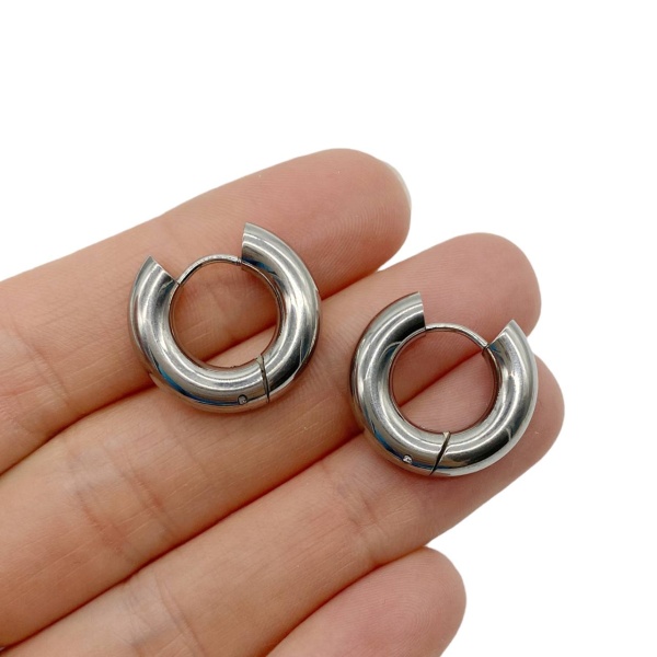 Серьги Конго Бублики Кольца, сталь, 20х5 мм