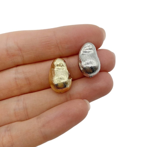 Бусина Капля металл, 18.5х12.5 мм, серебристая, 19.610