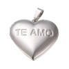 Подвеска Медальон Сердце Te Amo, сталь 29 мм