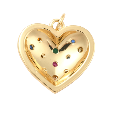 Подвеска Сердце с цветными вставками, эмаль, 18х18 мм