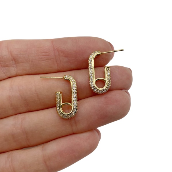 Серьги Булавки, золотистые, 19х10 мм