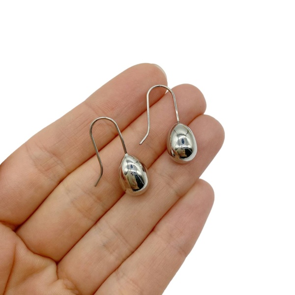 Серьги Капли, серебристые, 12х10 мм, 17.29