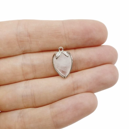 Подвеска Клубника, горный хрусталь, серебристая 18х11 мм, 9.36