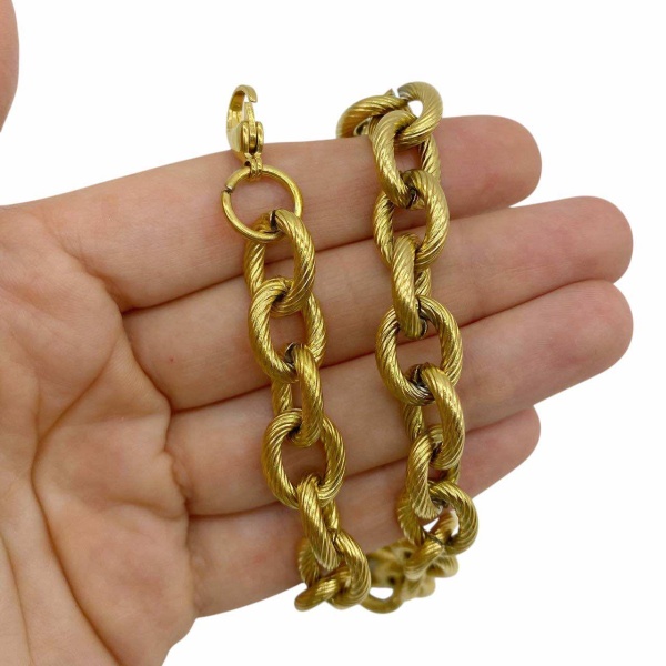 Готовая цепь крупная с засечками, сталь, золотистая, 40 см, ГЦ.30