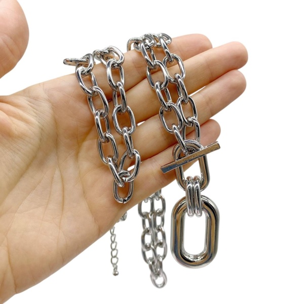 Колье из двух цепей, серебристый, 36 см и 48 см СТ.22