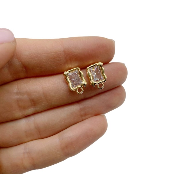 Швензы пусеты Кристалл прямоугольные, 13.5x9 мм, 16.28