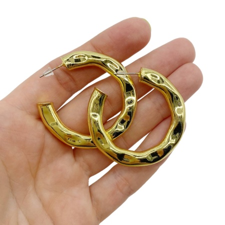 Серьги пусеты полукольца с заглушками, золотистые, 45х5.5 мм, 18.15