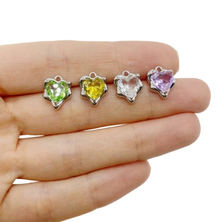 Подвеска Сердце, желтое, серебристое, 16.5x6.5 мм, М.0