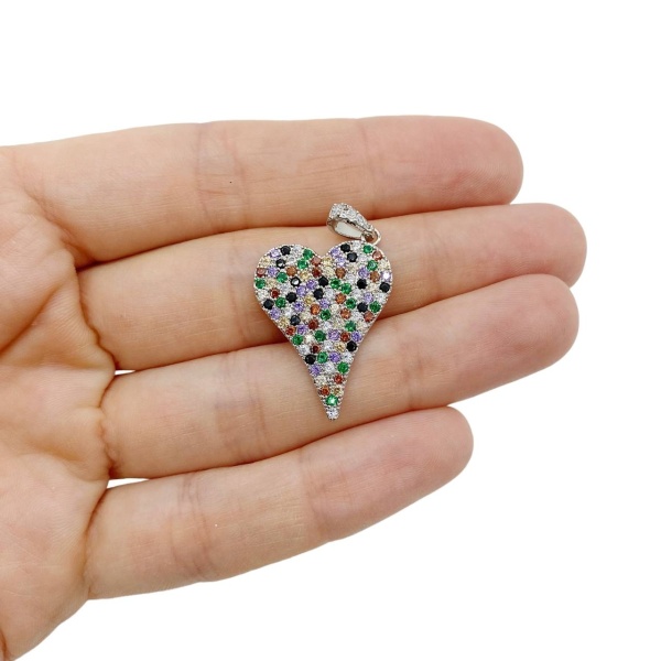 Подвеска Сердце 28x19.5 мм, серебристая, 1.33