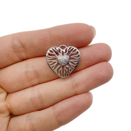Подвеска Сердце серебристое, 21.5 мм, 1.26