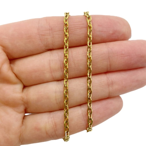 Цепочка 4x3 мм, сталь, золотистая, 1 м Ц.01
