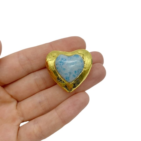 Бусина Сердце, бирюзовая, 31х34 мм