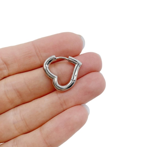Серьги Сердечки Конго, серебристый, 20 мм