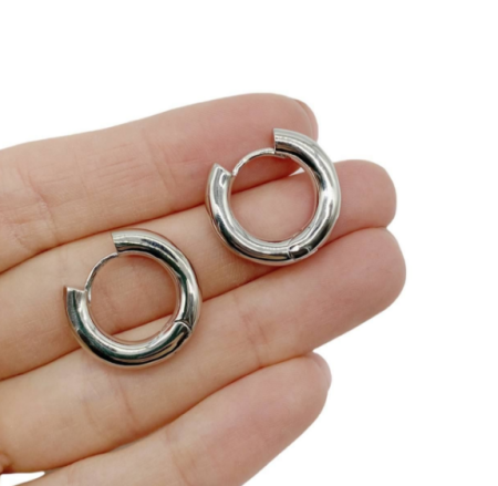 Серьги Бублики Конго Кольца, серебристые, 21 мм, 13.62