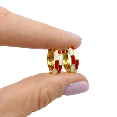 Серьги Бублики эмаль Шашки 16 мм, 13.64